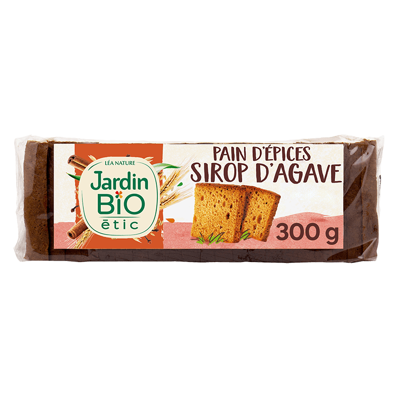 Pain d'épices sirop d'agave Bio JARDIN BIO  300g - épicerie les 3 gourmets biscottes-tartinades-de-pain-grille-cereales-et-barres-de-cereales