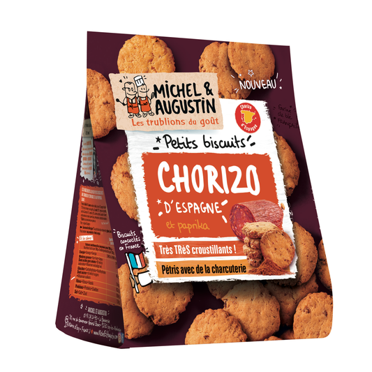 MICHEL ET AUGUSTIN Petits biscuits salés au chorizo d'Espagne et paprika 90g - épicerie les 3 gourmets biscuits-et-gateaux