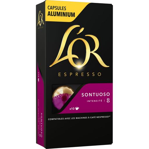 L'OR ESPRESSO Café sontuoso n°8 en capsule aluminium pour Nespresso 10 capsules 52g - épicerie les 3 gourmets Cafés, thés et boissons chaudes