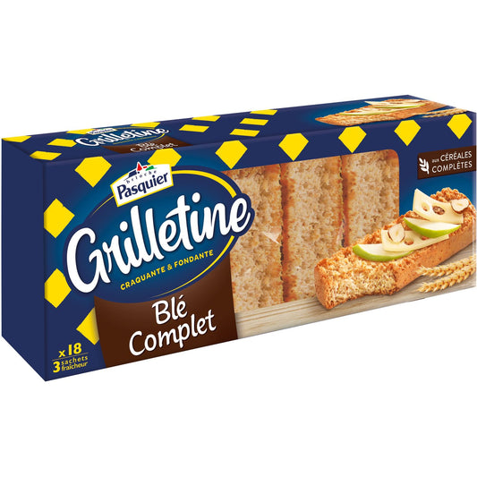PASQUIER Grilletine tartines grillées au blé complet 18 tartines 242g - épicerie les 3 gourmets Chips et apéritifs