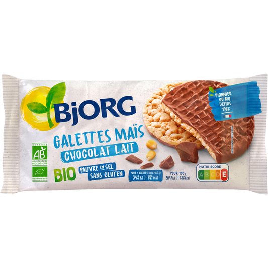 BJORG GALETTE MAIS CHOCOLAT LAIT Sans Gluten 100G - épicerie les 3 gourmets sans-gluten