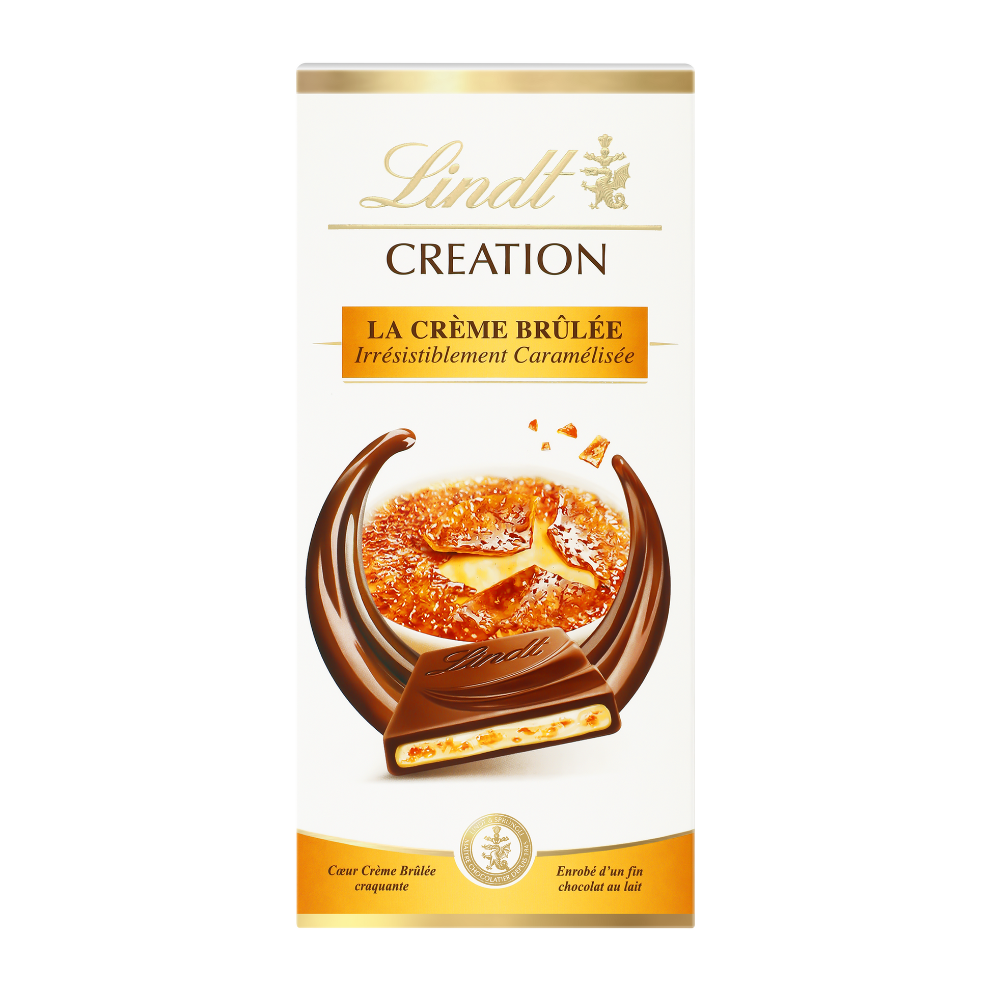 LINDT Création Tablette de chocolat crème brûlée  150g - épicerie les 3 gourmets Chocolat 