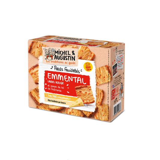 MICHEL ET AUGUSTIN Petits feuilletés à l'emmental label rouge et au sel de Guérande 90g - épicerie les 3 gourmets Chips et apéritifs