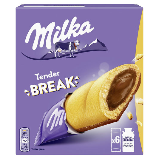 MILKA Tender break biscuits fourrés cœur de chocolat 156g 