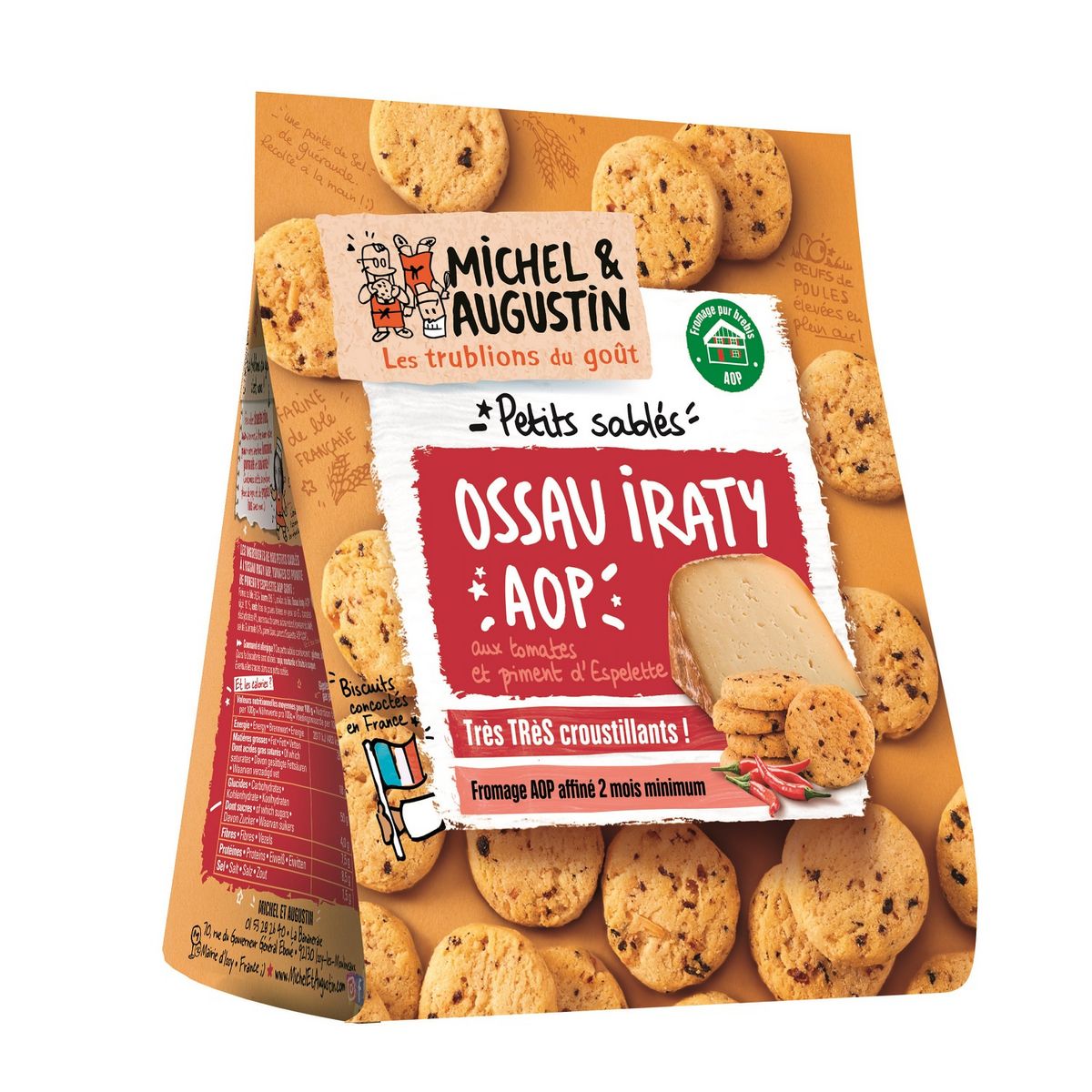 MICHEL ET AUGUSTIN Petits sablés ossau-iraty AOP, tomates et piment d'Espelette 100g - épicerie les 3 gourmets biscuits-et-gateaux