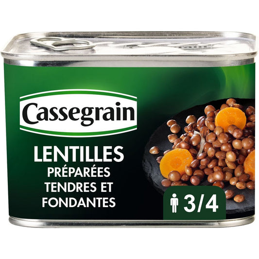 CASSEGRAIN Lentilles préparées tendres et fondantes 400G - épicerie les 3 gourmets CONDIMENTS & SAUCES